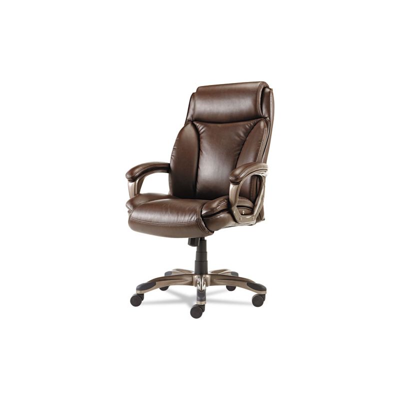 Alera Alera Veon Series Executive High-Back Bonded Leather Chair, Supports Up to 275 lb, Brown Seat/Back, Bronze Base, 1 of 8