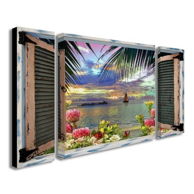 Leo Kelly 'Tropical Window' Floating Brushed Aluminum Art