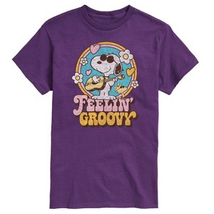 Men's - Peanuts - Feelin Groovy Snoopy And Woodstock Short Sleeve Graphic T-Shirt - 1 of 4