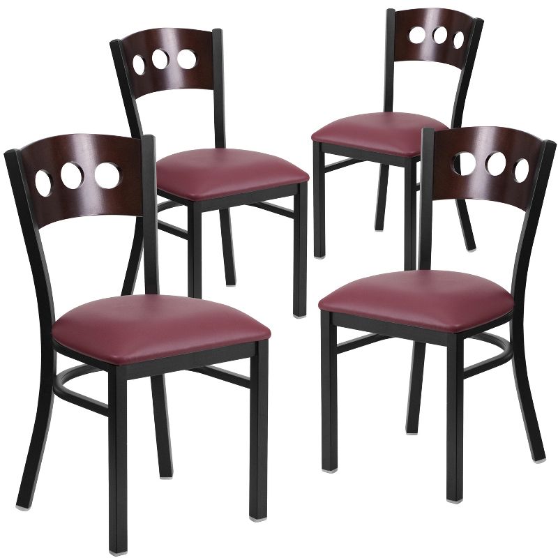 Flash Furniture 4 Pk. Hercules Series Black Decorative 3 Circle Back Metal Restaurant Chair, 1 of 2
