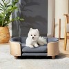 Bulldog 26.4" Width Small Dog Beds With Removable Washable Cover, Velvet Cushion With Solid Wood legs and Bent Wood Back-The Pop Home - 2 of 4