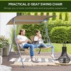Vynxaria 2 Person Porch Swing with Stand, Outdoor Swing with Canopy, Pivot Storage Table, 2 Cup Holders, Cushions for Patio, Backyard, Beige - 2 of 4