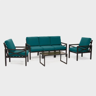 Blakely 5pc Patio Seating Set - Teal - Leisure Made