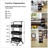 Infurnic Utility Storage Carts Easy Install 3-Tier Utility Cart with Wheels Handle Secure Baskets Mesh Bottom, Black, 42.50"*32.00"*10.00" - 2 of 4
