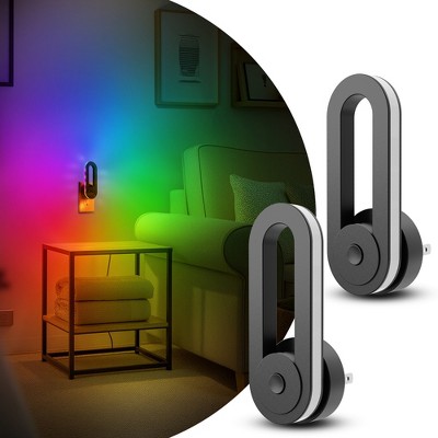 DORESshop 2-Pack Color Changing Night Light Plug into Wall, 7 Colors + RGB Chasing Mode, Sensor Light for Kids Room, Bedroom