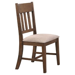 Ulysses Side Dining Chair Wood/Weather Oak/Cream Fabric (Set of 2) - Acme, Brown