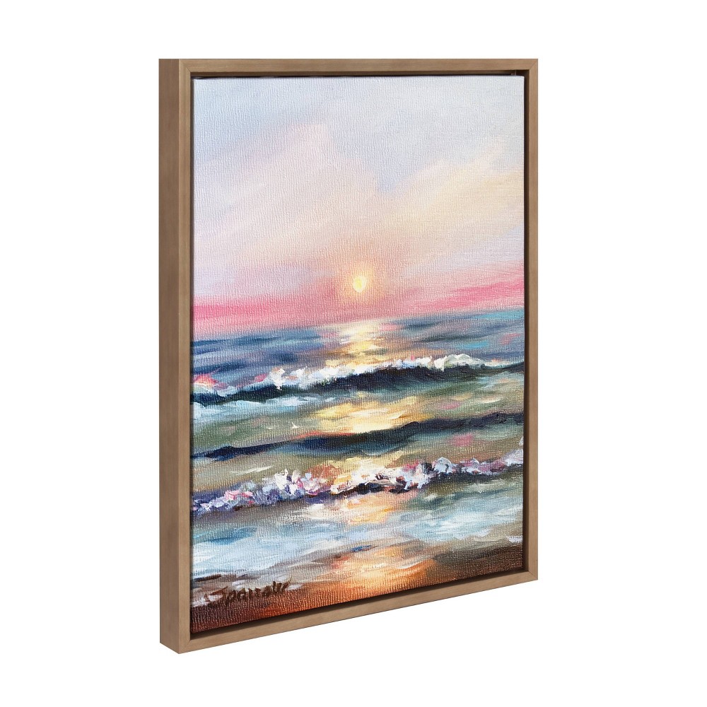 Photos - Other Decoration 18" x 24" Sylvie Atlantic Sunset Framed Canvas by Mary Sparrow Gold - Kate