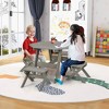 Costway Kids Wooden Table Set with Octagon Table 4 Stools & Removable Adjustable Umbrella Grey/Natural - 4 of 4