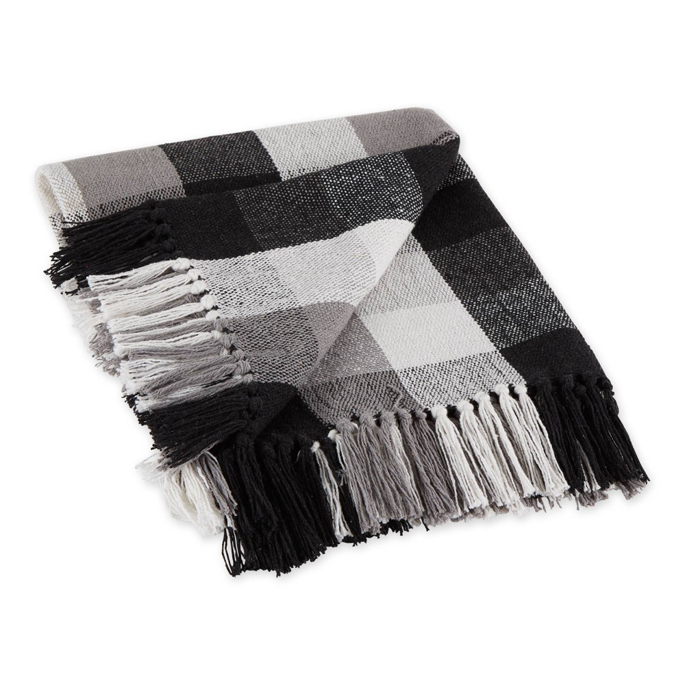 Photos - Duvet 50"x60" Check Throw Blanket Black - Design Imports