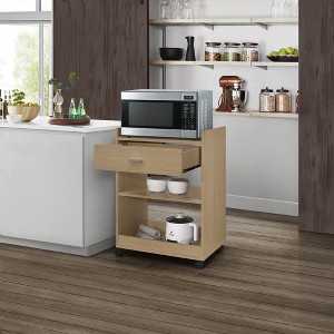 Kings Brand Furniture Dellow Microwave Wood Kitchen Cart with Storage and Drawer - 1 of 3