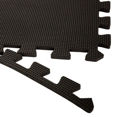 Black Interlocking EVA Foam Floor Tiles, 24" x 24", 6-Pack