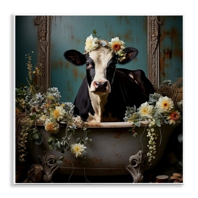 Stupell Industries Vintage Cow in Bathtub Wall Plaque Art