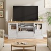 ODK 63 in Farmhouse TV Stand for TVs Up to 72 in, Wave Pattern Entertainment Center with 2 Open Shelves, Sturdy Wood Media Console for Living Room - 2 of 4