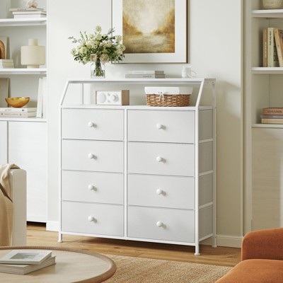 WOWLIVE 8 Drawer Dresser with 2-Tier Open Shelf, Double Chest of Drawer