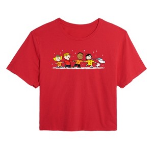 Women's - Peanuts - Group Skate Cropped Graphic T-Shirt - 1 of 4