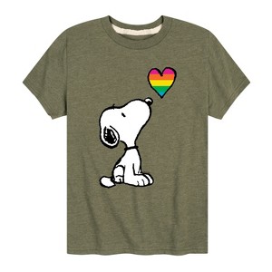 Boys' - Peanuts - Snoopy Rainbow Heart Short Sleeve Graphic T-Shirt - 1 of 4