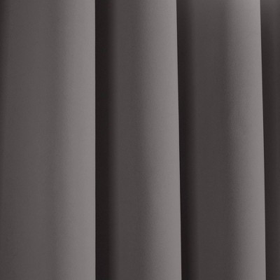 Dark Gray Knotted Tab Top Blackout Polyester Drapes, 52" x 84"
