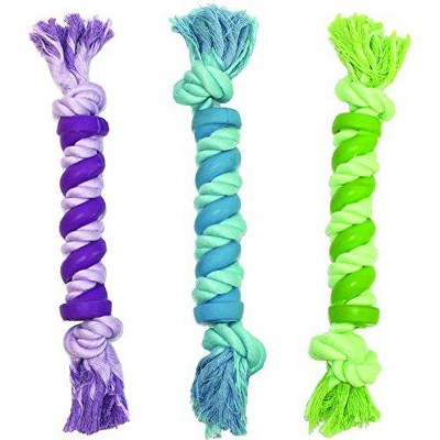 Multipet Nuts for Knots? Rope/Rubber Twist-Bone (Assorted Colors) - 12" Dog Toy