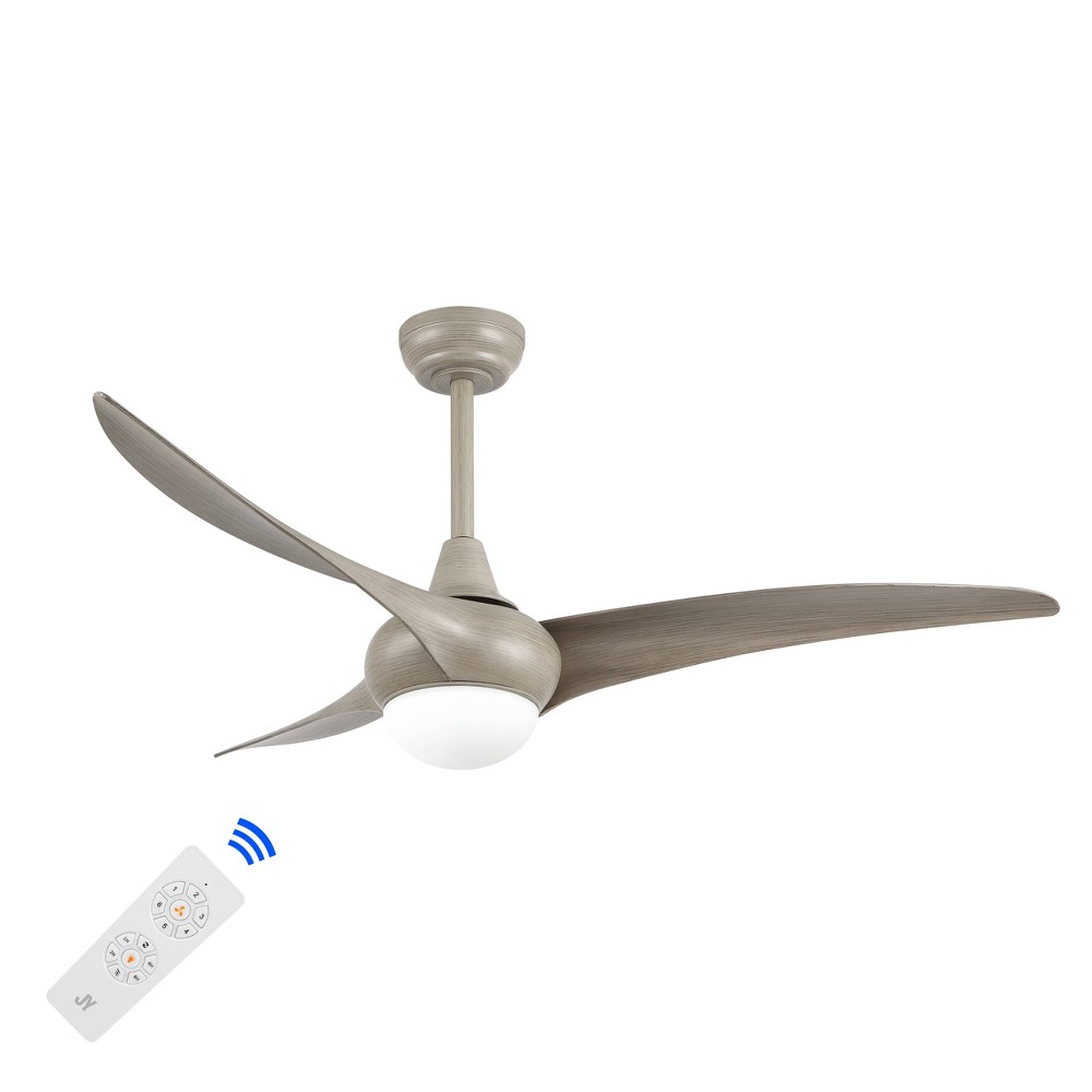 52" 1-Light Aviator Coastal Iron 6-Speed Swirl Integrated LED Ceiling Fan Gray - JONATHAN Y: Metal Blades, Remote Control, ETL Listed