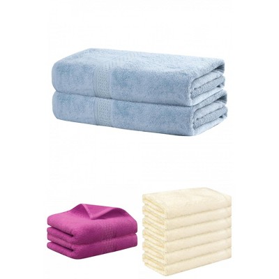 REGALWOVEN Absorbent Solid Bath Hand Face Cloths Cotton Towels 3 Piece Sets