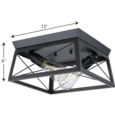 Briarwood Textured Black Farmhouse Flush Mount Ceiling Light 12"