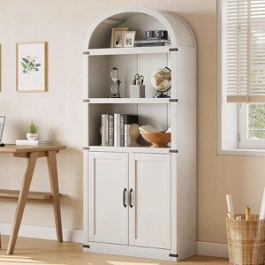 Bookcase 5 Shelf Arched Bookshelf 71.7inch, Bookcase Farmhouse Display Storage Rack, Wooden Bookshelves for Home Office, Living Room - 1 of 4