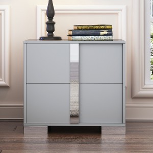 ORRD Elegant Mirrored Nightstand – 2-Drawer Grey - 1 of 4