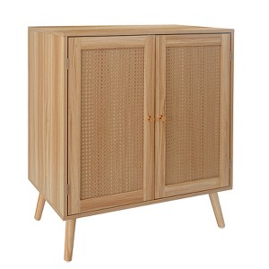 2 Rattan Deco Door Buffet Cabinet with Storage, Sideboard Cabinet Kitchen Storage Cabinet with Adjustable Shelves and Wood Feet, Buffet Cabinet - 1 of 4