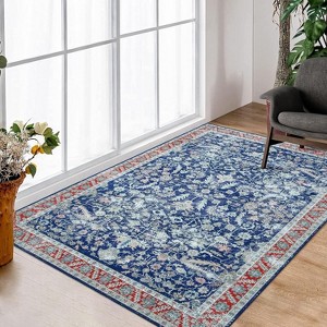 Acekool 4x6 Washable Vintage Rug - Boho Floral Non-Slip Indoor Carpet for Bedroom & Kitchen - 1 of 4