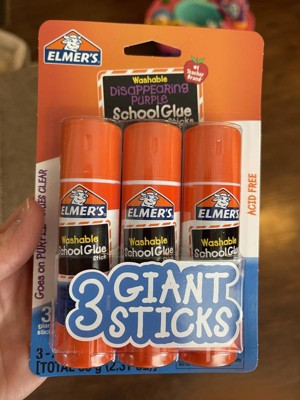 Elmer's 3pk Washable School Glue Sticks - Disappearing Purple : Target