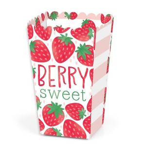 Big Dot of Happiness Berry Sweet Strawberry - Fruit Themed Birthday Party or Baby Shower Favor Popcorn Treat Boxes - Set of 12 - 1 of 4