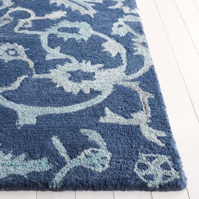 Handmade Navy Wool Tufted Rectangular Area Rug, 3' x 5'