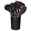 11Pcs Silicone Cooking Utensil Set Heat Resist Wooden Handle Silicone Spatula Turner Ladle Spaghetti Server Tongs - 2 of 4