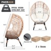 FURNIinspire Patio Accent Chairs 2 Pieces Grid Wicker Weaving Patio Egg Chair With Natural Color Rattan Beige Cushion, Brown, 34“*37"*54" - 3 of 4