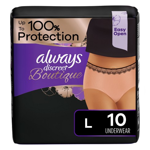 Always Discreet Boutique Maximum Protection Adult Incontinence Underwear  For Women - Peach - L - 10ct : Target