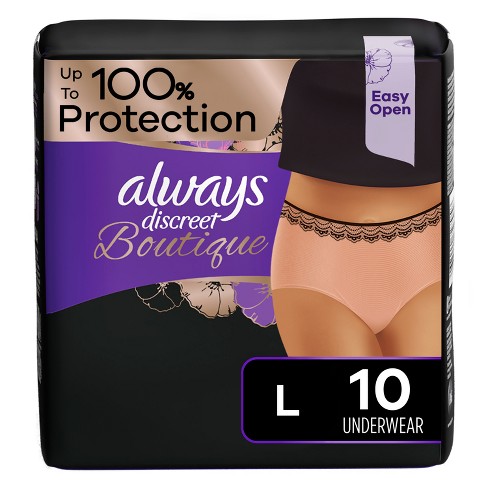 Always Discreet Boutique Maximum Protection Adult Incontinence Underwear For  Women - Peach - L - 10ct : Target