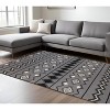 Gray White And Black Wool Geometric Flatweave Handmade Area Rug With Fringe - 2 of 4