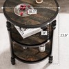 Garvee Round End Table with Storage Shelves, 3-Tier Round Side Table w/ Mental Support Legs, Rustic End Table Nighstand for Living Room Bedroom - 2 of 4