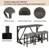 Aukfa 4-Piece Bar Table Set with Built-In Power Outlet & 3 Padded Stools，for Living Room, Dining Room, Game Room - 4 of 4