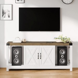 Jojoka 60 Inch TV Stand for TVs up to 65 Inches Eco-Friendly Particle Board with Metal Frame X-Shaped Sides and Adjustable Shelves - 1 of 4