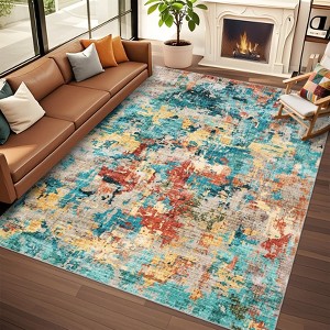 Modern Abstract Area Rugs Washable , Soft Large Bedroom Rug - 1 of 4