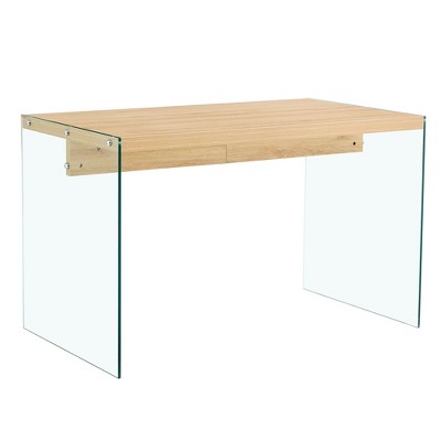 NicBex 43.3 Inch Rectangle Coffee Table with MDF Tabletop and Tempered Glass Legs for Living Room,Bedroom