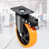 VEVOR Caster Wheels, 5-inch Swivel Plate Casters, Set of 4, with Security A/B Locking No Noise PVC Wheels, Heavy Duty 450 lbs Load Capacity,Orange - 2 of 4