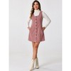 INSPIRE CHIC Women's Corduroy Button Down Scoop Neck Pockets Casual Pinafore Overall Dress - 4 of 4