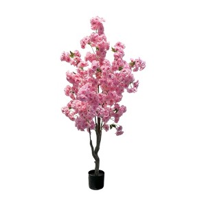 Cherry Blossom Artificial Tree – Fake Flower Tree for Indoor Use, Available in 59in (150cm) & 71in (180cm), Single & Double Pole Designs - 1 of 4