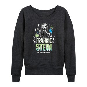 Women's - Monster High - Frankie Stein The Ghoul Next Door Lightweight French Terry Wide Neck Long Sleeve Shirt - 1 of 4