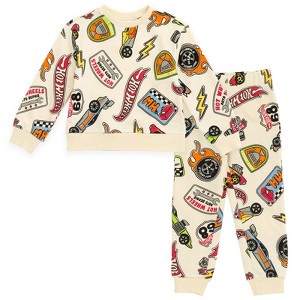 Hot Wheels Fleece Pullover Sweatshirt and Jogger Pants Outfit Set Toddler - 1 of 4