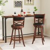 Tangkula 29" Bar Height Stools Set of 2 w/Rubber Wood Frame Faux Leather Upholstered Seat - 2 of 4