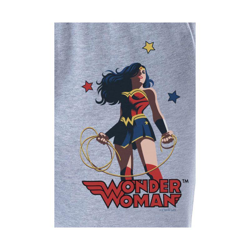 DC Comics Womens' Wonder Woman Character Jogger Sleep Pajama Pants Grey, 3 of 4