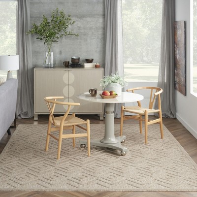 Natural Beige Diamond Flatweave 8' x 10' Indoor Outdoor Rug